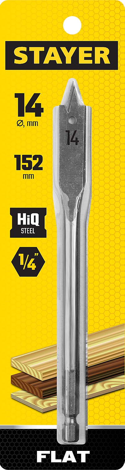 Сверло перовое по дереву, STAYER 2950-14, d=14мм