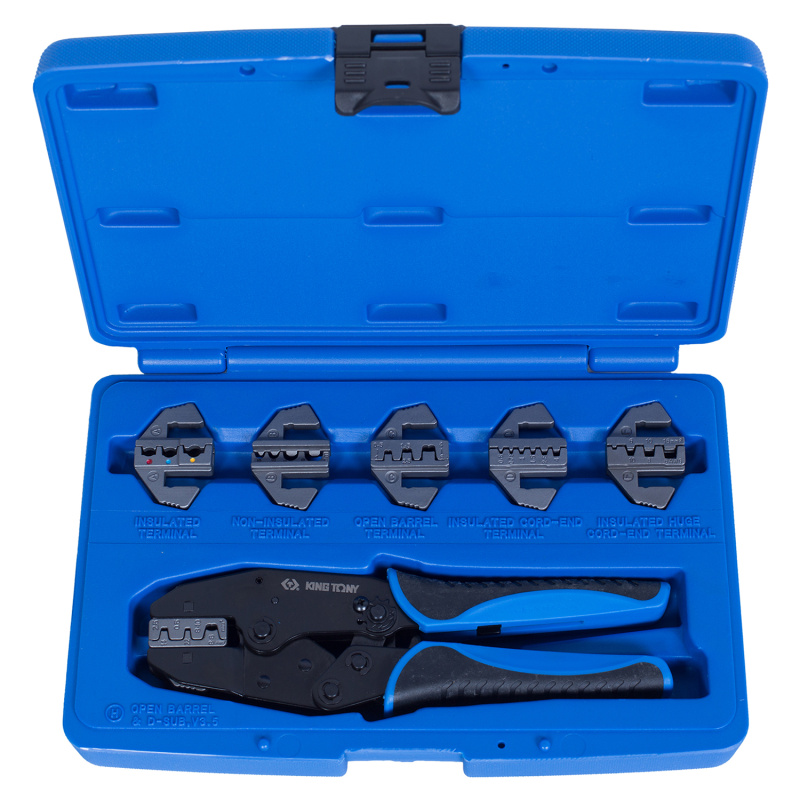 KINGTONY Кримпер храповичный для обжима изолированных наконечников, 7 предметов, кейс 42107GX